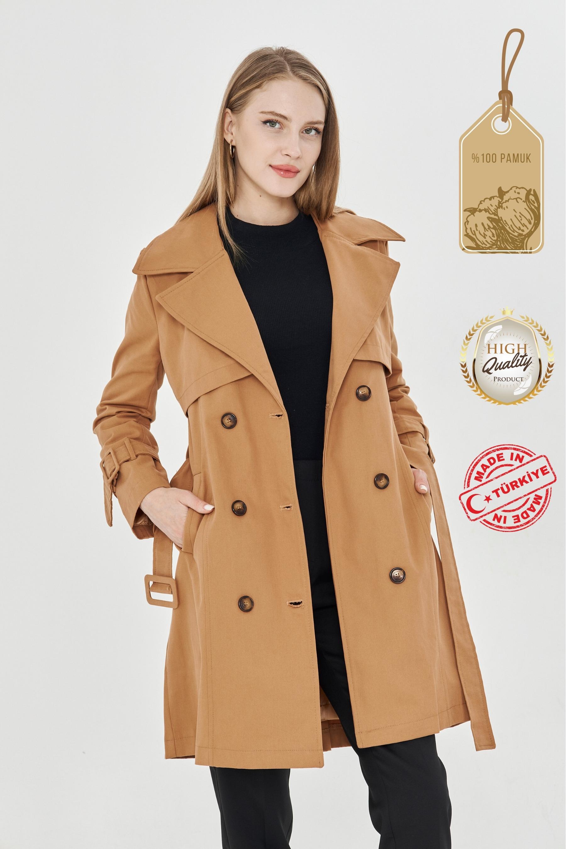 Pastelastore%20%100%20Pamuk%20Gabardin%20Midi%20(95cm)%20Astarlı%20Kemerli%20Kadın%20Trençkot%201113